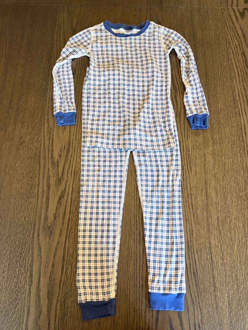 Hanna Andersson modal Blue and White Plaid Long Sleeve Pajama Set